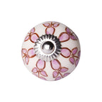 Set of Eight Red Pink And Green Floral Ceramic Drawer Pull Knobs