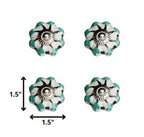 Set of Eight Red Pink And Green Floral Ceramic Drawer Pull Knobs
