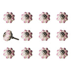 Set of Twelve Pink And Cream Ceramic Drawer Pull Knobs