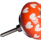 Set of Twelve Orange White And Silver Floral Ceramic Drawer Pull Knobs