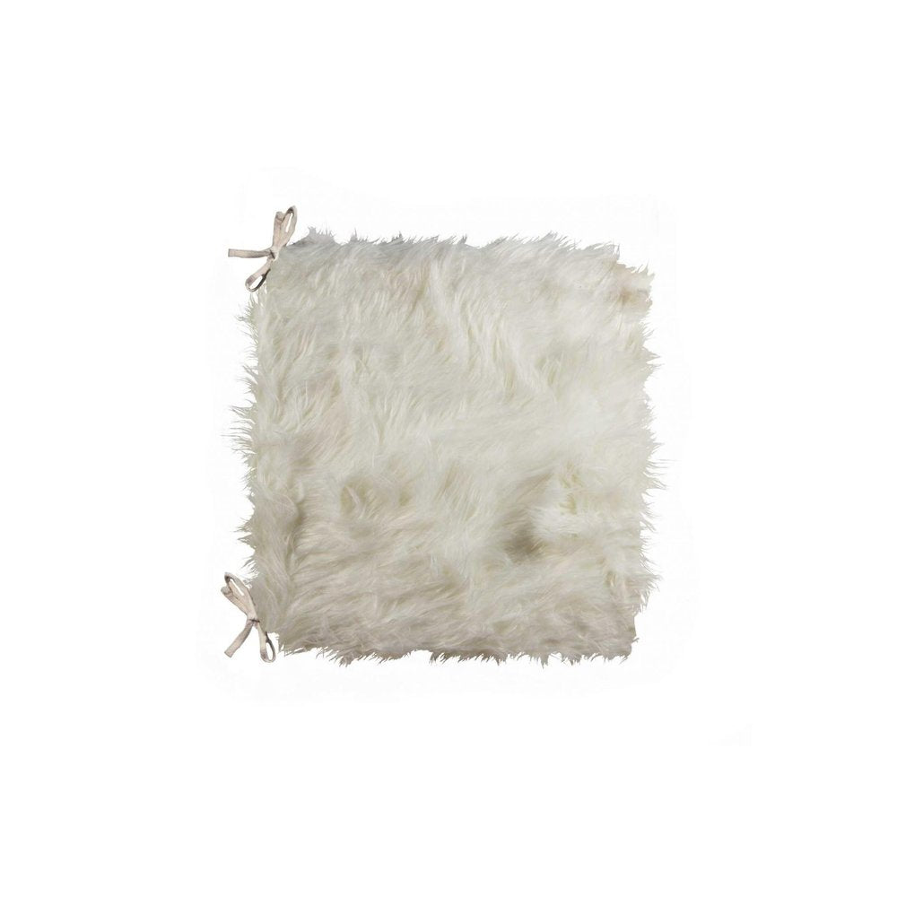 Set of Two 16" X 2" Pink Faux Fur Dining Chair Pads