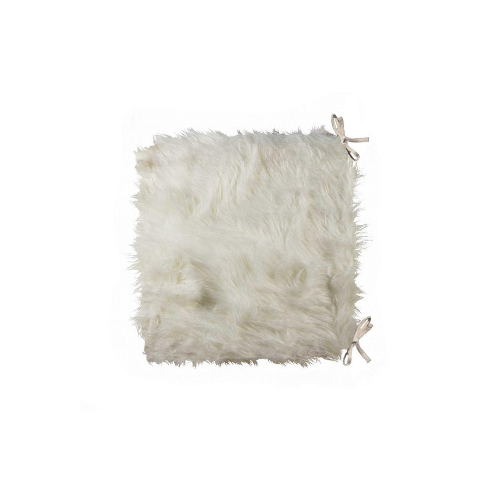 Set of Two 16" X 2" Pink Faux Fur Dining Chair Pads