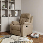 63" Beige Leather Match Recliner
