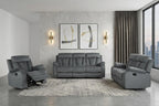 Three Piece Indoor Gray Microsuede Six Person Seating Set