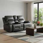 77" Gray Faux Leather Manual Reclining Love Seat With Storage