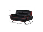 64" Black And Silver Faux Leather Loveseat
