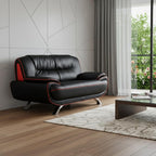 64" Black And Silver Faux Leather Loveseat