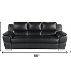 85" Black Genuine Leather Sofa