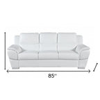 85" Black Genuine Leather Sofa