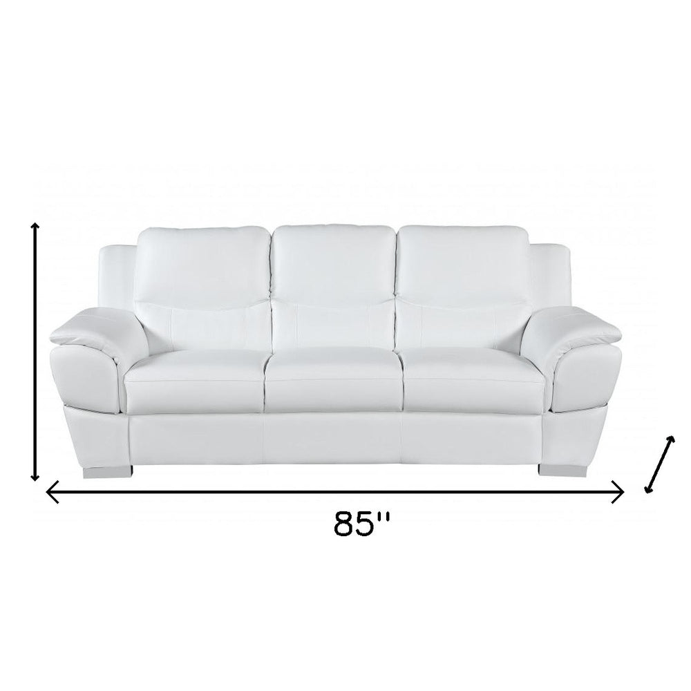 85" Black Genuine Leather Sofa