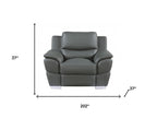 Three Piece Indoor Gray Genuine Leather Six Person Seating Set