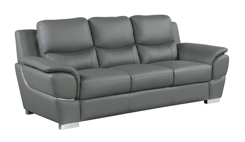 85" Black Genuine Leather Sofa