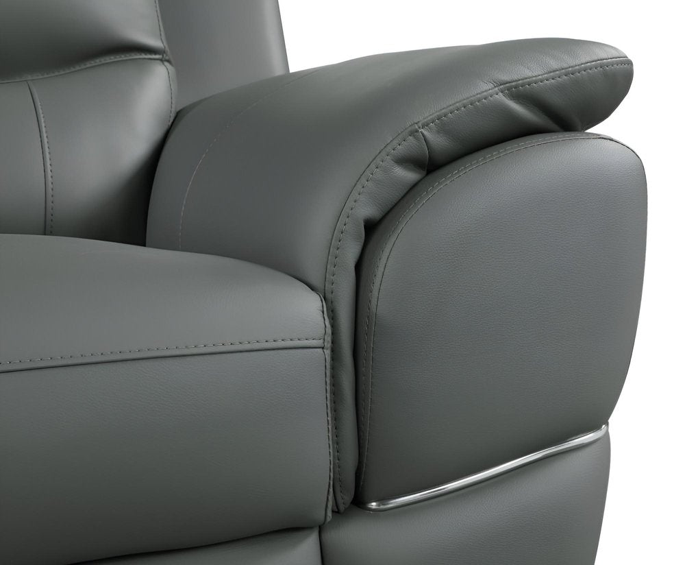 85" Black Genuine Leather Sofa