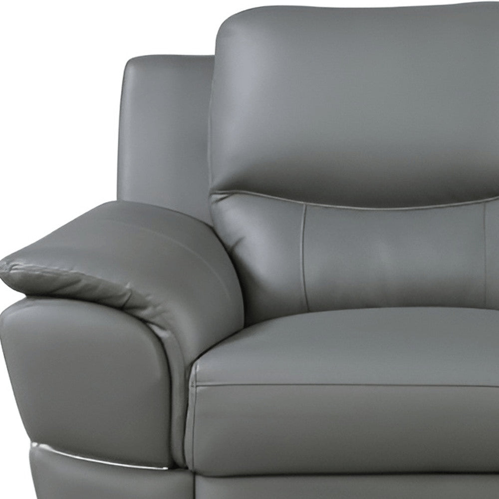 85" Black Genuine Leather Sofa