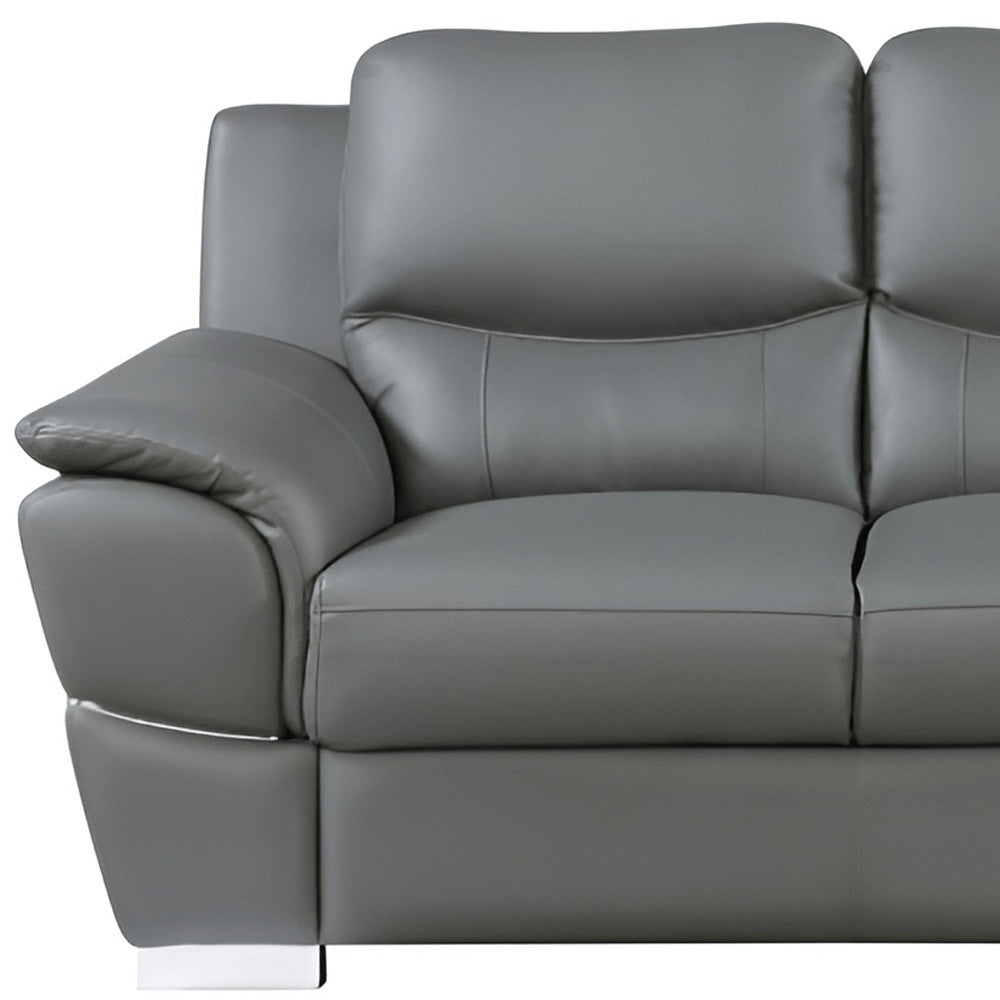 85" Black Genuine Leather Sofa