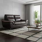 69" Brown And Silver Faux Leather Love Seat