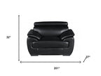 Three Piece Indoor Black Genuine Leather Six Person Seating Set