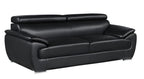 86" Black Leather Sofa With Silver Legs