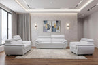 Three Piece Indoor White Genuine Leather Six Person Seating Set