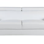 86" White Leather Sofa With Silver Legs