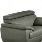 Three Piece Indoor Gray Genuine Leather Six Person Seating Set