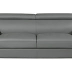 86" Gray Leather Sofa With Silver Legs