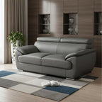 69" Gray And Silver Faux Leather Loveseat