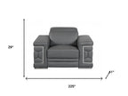 Three Piece Indoor Dark Gray Italian Leather Six Person Seating Set