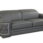 89" Camel Italian Leather Sofa With Silver Legs