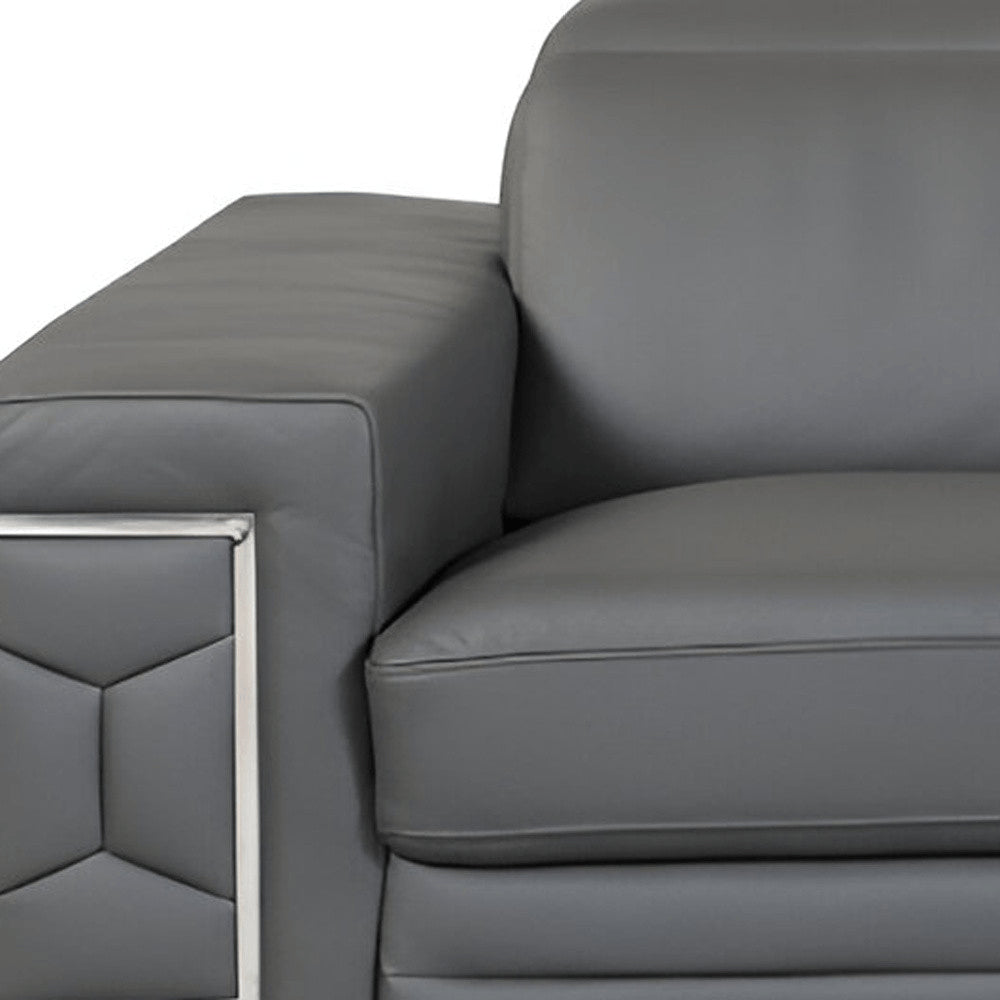 89" Camel Italian Leather Sofa With Silver Legs