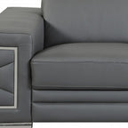 71" Gray And Silver Genuine Leather Love Seat
