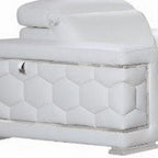 Three Piece Indoor White Italian Leather Six Person Seating Set