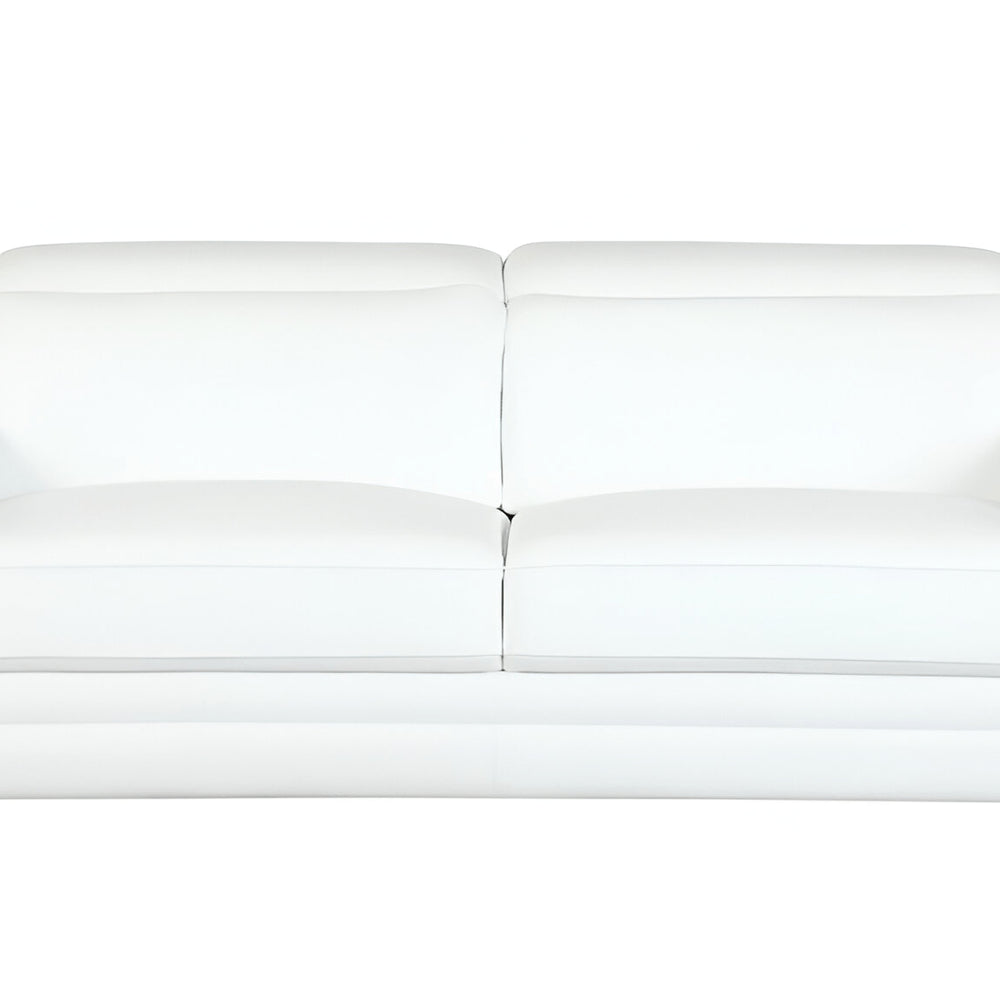 89" Camel Italian Leather Sofa With Silver Legs