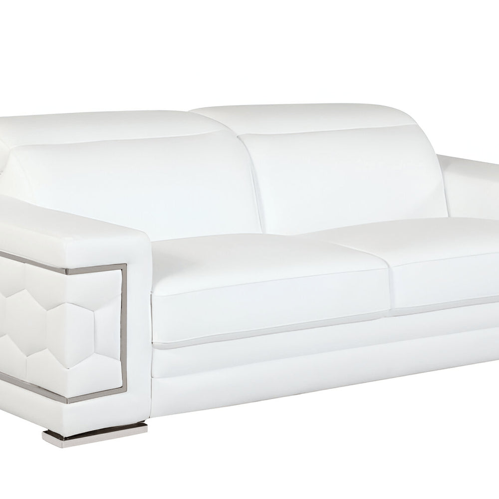 89" Camel Italian Leather Sofa With Silver Legs