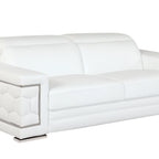89" Camel Italian Leather Sofa With Silver Legs