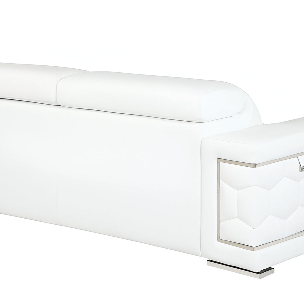 89" Camel Italian Leather Sofa With Silver Legs