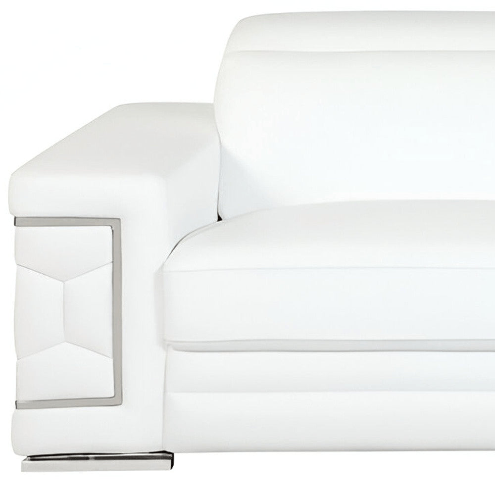 89" Camel Italian Leather Sofa With Silver Legs