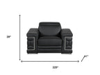 Three Piece Indoor Black Italian Leather Six Person Seating Set
