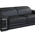 89" Camel Italian Leather Sofa With Silver Legs