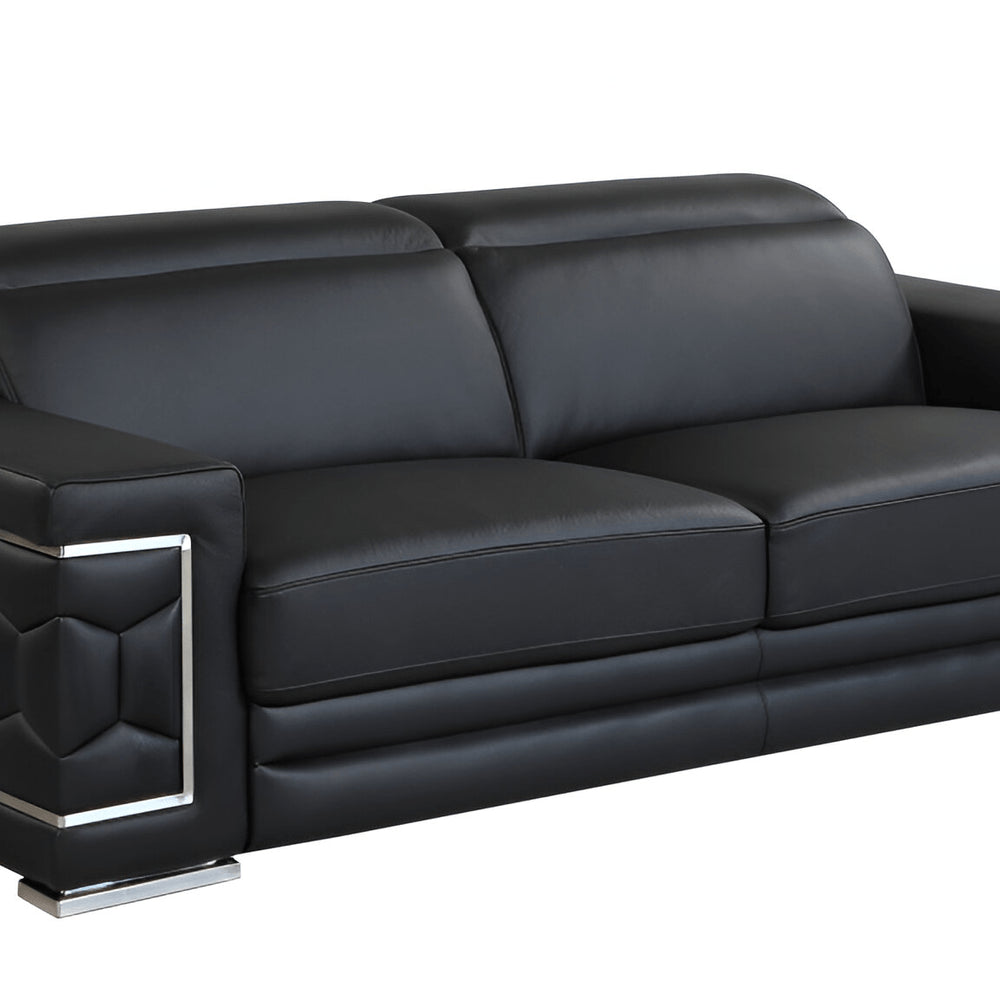 89" Camel Italian Leather Sofa With Silver Legs