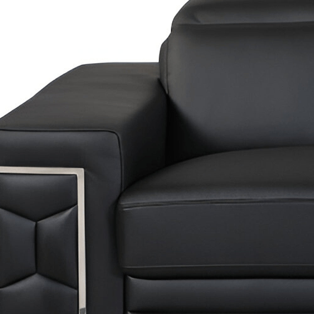 89" Camel Italian Leather Sofa With Silver Legs