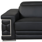 89" Camel Italian Leather Sofa With Silver Legs
