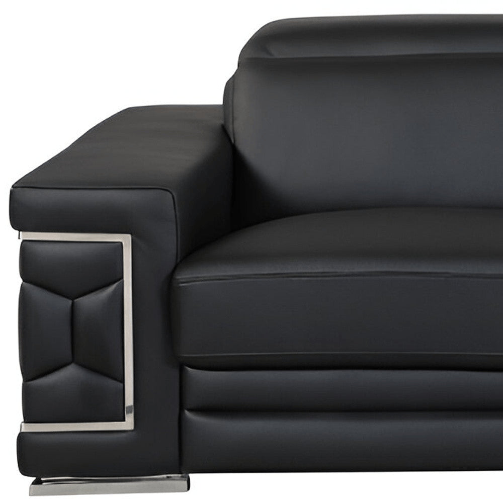 89" Camel Italian Leather Sofa With Silver Legs