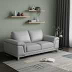 73" Light Gray And Silver Genuine Leather Loveseat