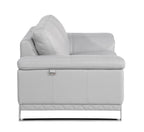 73" Light Gray And Silver Genuine Leather Loveseat