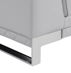 73" Light Gray And Silver Genuine Leather Loveseat