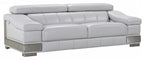 92" Light Gray Italian Leather Sofa With Silver Legs