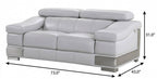 73" Light Gray And Silver Genuine Leather Love Seat