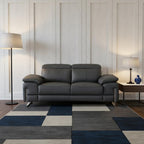 71" Dark Gray And Silver Genuine Leather Loveseat