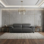87" Dark Gray Italian Leather Sofa With Silver Legs